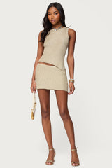 Goldy Asymmetric Metallic Knit Top