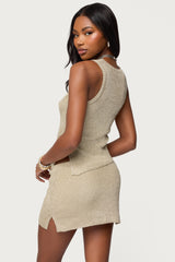 Goldy Asymmetric Metallic Knit Top