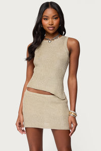 Goldy Asymmetric Metallic Knit Top