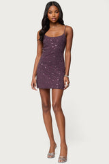 Stefanie Rhinestone Backless Mini Dress