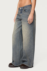 Vintage Washed Low Rise Baggy Jeans