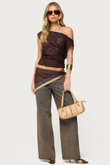 Kessa Sheer Lace Off Shoulder Top