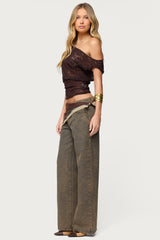 Kessa Sheer Lace Off Shoulder Top