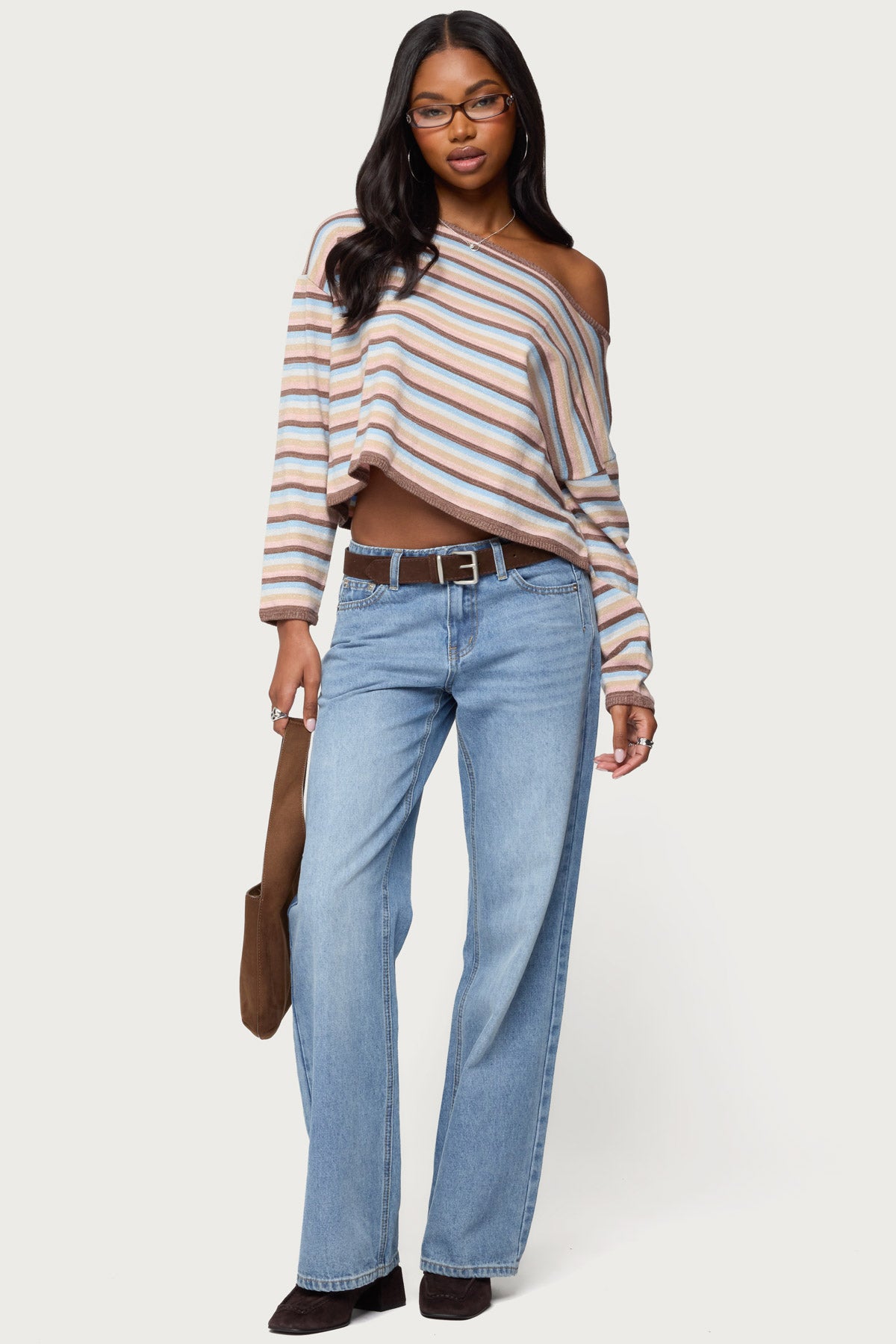 Alexis Off Shoulder Striped Knit Top