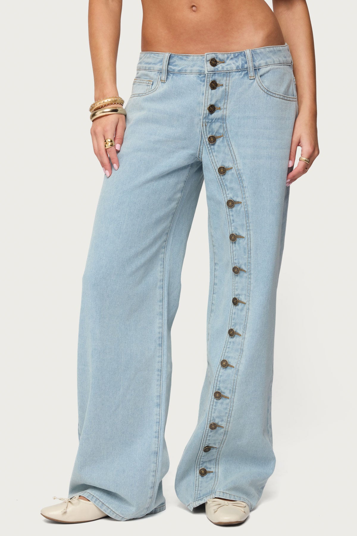 Adison Button Low Rise Baggy Jeans