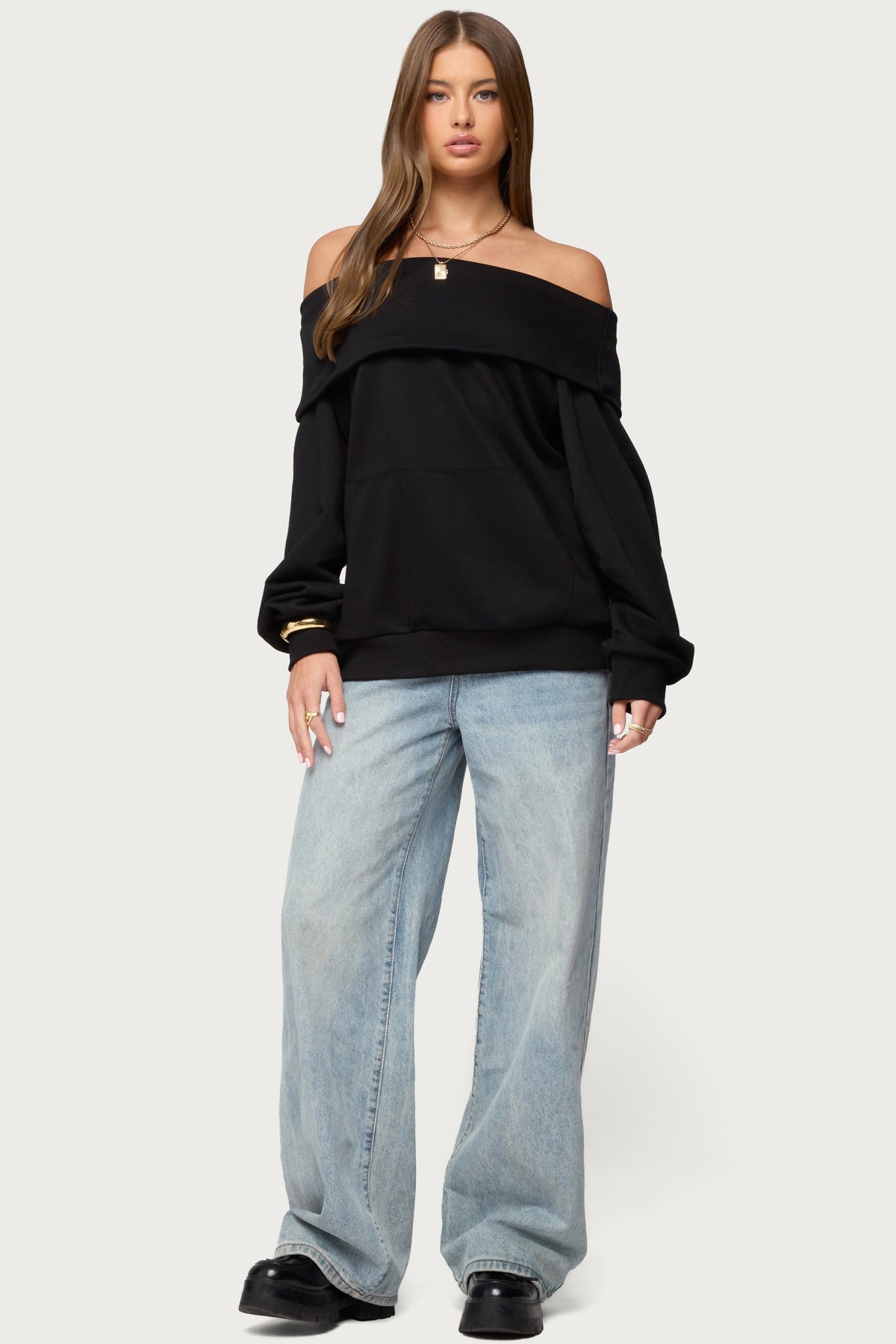 Ashlee Oversized Foldover Sweatshirt