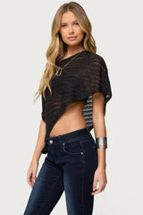 Loma Asymmetric Off Shoulder Knit Poncho