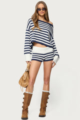 Saphi Striped Foldover Knit Shorts