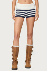 Saphi Striped Foldover Knit Shorts