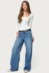 Zandra Square Neck Ribbed Top