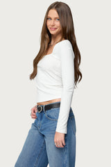 Zandra Square Neck Ribbed Top