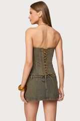 Camelia Strapless Denim Corset