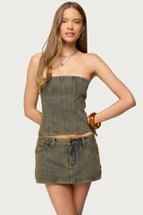 Camelia Strapless Denim Corset