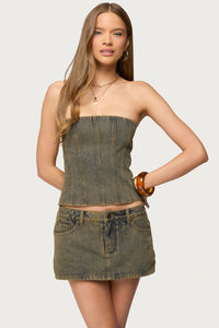 Camelia Strapless Denim Corset