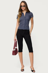 Oriya Gingham Tailored Button Up Shirt
