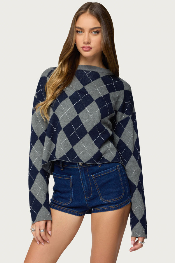 Prep Girl Argyle Knit Top