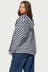 Safari Striped Knit Zip Up Hoodie