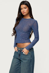 Anari Rhinestone Mesh Top