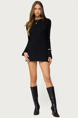 Isabel Backless Ribbed Knit Mini Dress