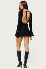 Isabel Backless Ribbed Knit Mini Dress