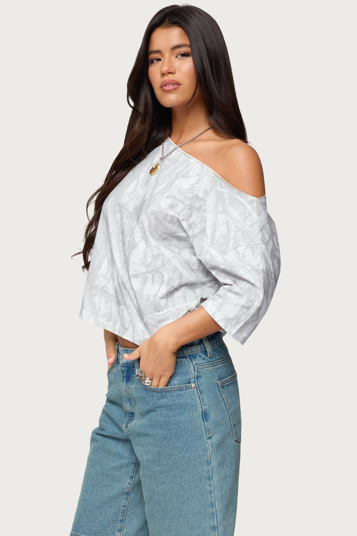 Davida Off Shoulder Camo Top