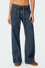 Funky Stitch Low Rise Baggy Jeans