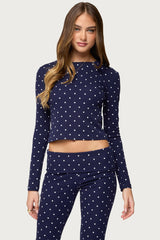 Daliya Polka Dot Long Sleeve Top