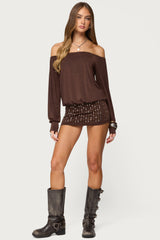 Studded Off Shoulder Backless Romper