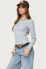 Roma Striped Henley Top