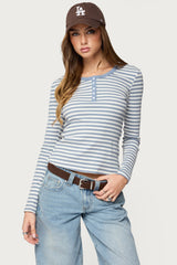 Roma Striped Henley Top