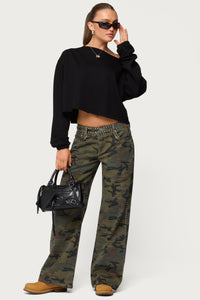 Quincy Studded Low Rise Baggy Jeans
