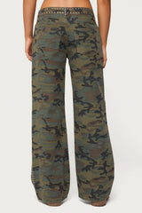 Quincy Studded Low Rise Baggy Jeans