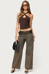 Dariah Twisted Crisscross Cutout Top