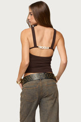 Dariah Twisted Crisscross Cutout Top