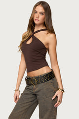 Dariah Twisted Crisscross Cutout Top