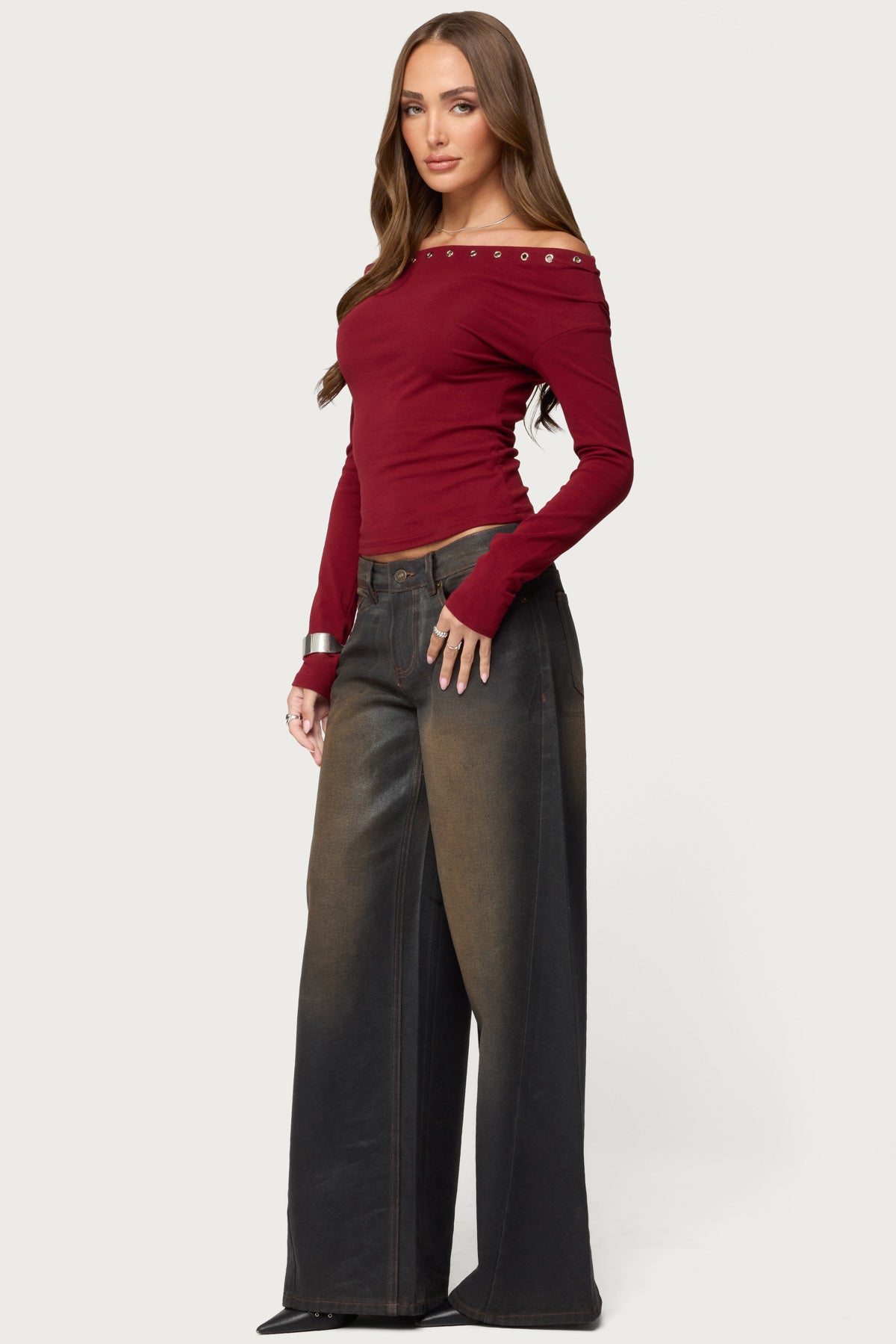 Rebekka Grommet Off Shoulder Top