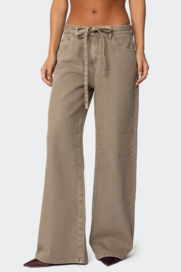 Hudson Tie Belt Low Rise Baggy Jeans