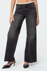 Karlie Peekaboo Lace Low Rise Baggy Jeans