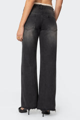 Karlie Peekaboo Lace Low Rise Baggy Jeans