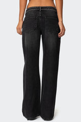 Quincy Studded Low Rise Baggy Jeans