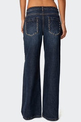 Stassie Studded Low Rise Baggy Jeans