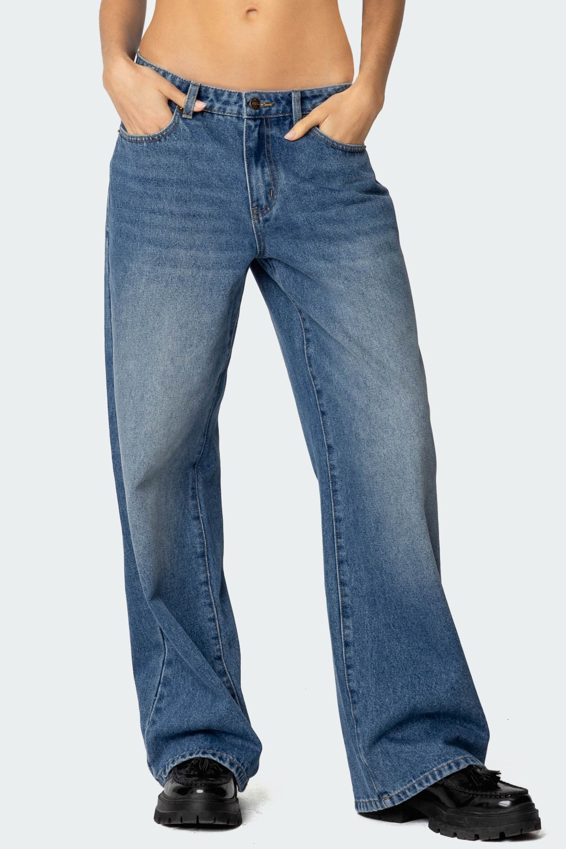 Nyc Washed Low Rise Baggy Jeans