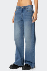 Nyc Washed Low Rise Baggy Jeans