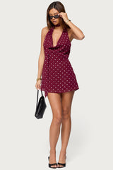 Polka Dot Cowl Neck Mini Dress