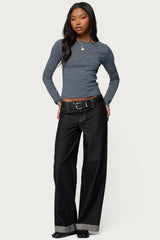 Loria Striped Boat Neck Top