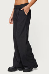 Pinstripe Tailored Straight Leg Pants