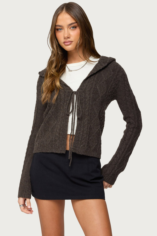 Jayla Hooded Cable Knit Cardigan