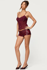 Azelia Beaded Sheer Mesh Top