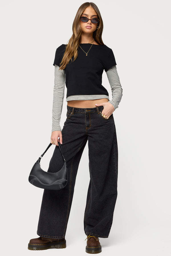 Layered Stripey Long Sleeve T Shirt