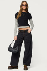 Layered Stripey Long Sleeve T Shirt